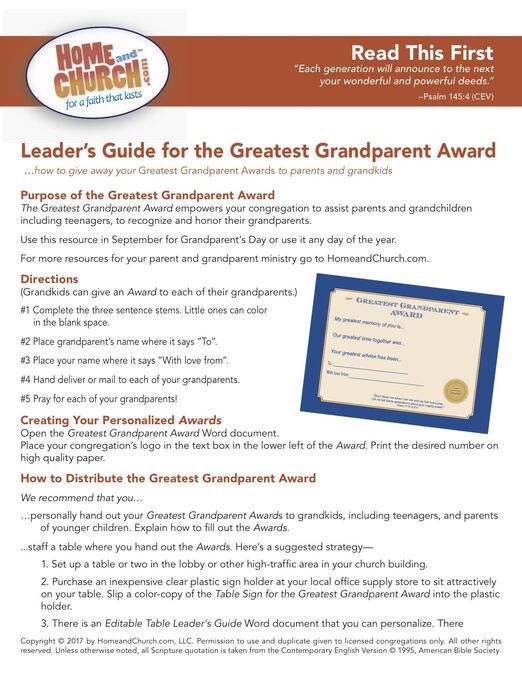 FREEBIE: Greatest Grandparent Award image number null