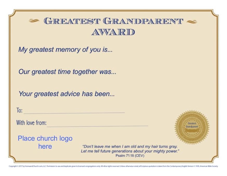 FREEBIE: Greatest Grandparent Award image number null